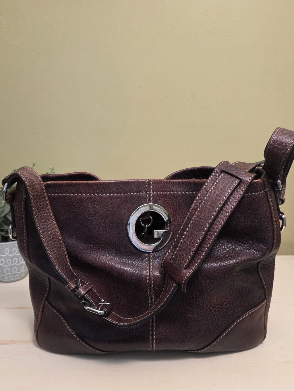 Gucci | Dark Red-Brown/Burgundy Charlotte Pebbled Leather 2-Way Bag